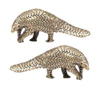 SOIMISS 2pcs Vintage Brass Pangolin Ornament Small Animal Sculpture Decorative Figurines for Home Office Desk Symbol of Luck and Prosperity Rustic Desktop Art