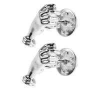 SOIMISS 2pcs Vintage Hand Shaped Copper Brooch for Women with Swappable Blooms, Elegant Floral Lapel Pin in Silver, Handcrafted Mini Bouquet Holder for Wedding Parties and Cosplay