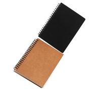 SOIMISS 2Pcs Vintage Sketch Books Unlined Blank Notebooks with Kraft Black Covers Wirebound Painting Notebooks for Students Markers Ink Dry Media for Drawing Doodling Artists