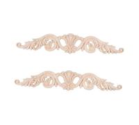 SOIMISS 2pcs Vintage Style Carving Applique Unpainted Solid Oak Decals for Cabinet Door Furniture Decoration DIY Crafting Easy to Paint and Dye Classic Artistic Corner Onlay Design