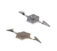 SOIMISS 2pcs Vintage Sweater Clips Cardigan Collar Clips Hollow Alloy Brooches Retro Shawl for Women Ancient Bronze and Silver Sweater Chain Fasteners