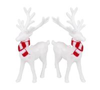 SOIMISS 2PCS White Acrylic Reindeer Hanging Ornaments Scarf, Christmas Deer Figurines Holiday Tabletop Decorations, Standing Elk Statues for Fireplace Mantle and Indoor Xmas Decor