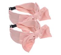 SOIMISS 2Pcs Wide Satin Bow Headbands for Women Knotted Hair Bands with Oversized Design Hair Wrap Accessories for Party Dating and Daily Styling in Pink