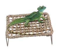SOIMISS 2pcs Woven Reptile Hammock for Bearded Dragon Natural Grass Lounger Bed Cool Breathable Lizard Resting and Climbing Platform for Vivarium Habitat