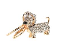 SOIMISS 2pcs Zinc Alloy Dachshund Dog Keyring Sausage Dog Crystal Charm Keychain Keychains for Car Bag