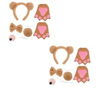 SOIMISS 2sets Bear Costume Dress-up Cute Ears Headband Bowtie Tail Gloves Fake Nose for Parties Dances and Everyday Fun Soft Warm and -friendly Accessories