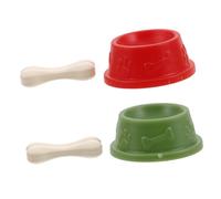 SOIMISS 2sets Miniature Dog Bowl Cute Plastic Dog Dish for Dollhouse Play Dollhouse Accessories with Tiny Bone for Boy Girl Imaginative Play and Pet Care Responsibilities