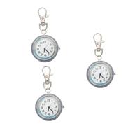 SOIMISS 3 Pcs Stylish Silver Pocket Watch Waterproof Key Buckle Ideal for Doctors Nurses Hospital Workers Watch Pendant
