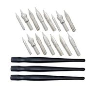 SOIMISS 3 Sets Dip Pen Nibs Holders with Stainless Steel Nibs Ergonomic Wooden Calligraphy and Drawing Pens for Fine Line Art for Painting and Sketching