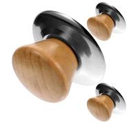 SOIMISS 3 Sets Pot Lid Knobs Lightweight Universal Fit Small Lid Handles Stainless Steel Base Classic Shape Beautiful Practical Kitchen Accessories