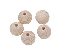 SOIMISS 30pcs Unfinished Wooden Thread Beads Kit Natural Wood Color DIY Craft for Necklace Bracelet Making Safe Materials Easy to String