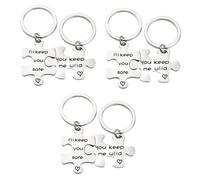 SOIMISS 3pairs Stainless Steel Couple Keyring Festival Decorative Key Pendant Puzzle Shape Keyring