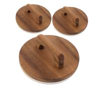SOIMISS 3pcs Airtight Wooden Jar Lids with Silicone Seal and Acacia Wood Handle Leakproof Wide Mouth Glass Covers for Food Storage Dustproof Kitchen Storage Caps for Grains and Tea