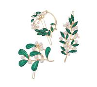 SOIMISS 3pcs Alloy Leaf Hair Pins Pearl Hairpins Women Girls Hair Accessories for Wedding Prom Elegant Clips Side Holders