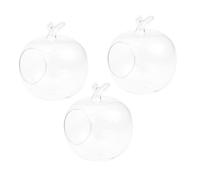 SOIMISS 3pcs Apple Shaped Glass Hydroponic Bottles Transparent Micro Landscape Display Vases for DIY Plant Propagation Tabletop Ecosystem Planters for Home Office Decor
