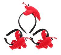 SOIMISS 3Pcs Cartoon Crayfish Hair Bands Plush Funny Headdress Red Lobster Ears Head Hoops Creative Hair Accessories for Party Gift