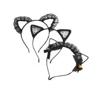 SOIMISS 3pcs Cat Ear Headband Cat Ears Headband Mesh and Metal Black Non-skid Hair Accessory and Women Cosplay Bachelorette Parties