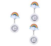 SOIMISS 3pcs Clip Rainbow Fob Watch Cover Watch for Women Cartoon Design Retractable Pocket for and Doctors Easy to Read Dial