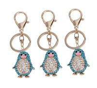 SOIMISS 3pcs Cute Diamond-Encrusted Penguin Keychain Pendant for Bag Decoration Shiny Alloy Car Key Chain Accessory for