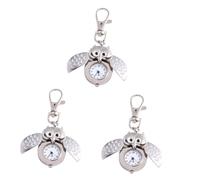 SOIMISS 3pcs Delicate Crescent Owl Shape Pocket Watch Unique Cartoon Owl Shape Key Chain for Gifts and Decorative Pocket Watches