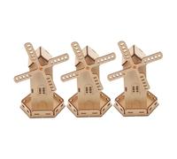 SOIMISS 3pcs DIY Solar Powered Rotating Windmill Kit House Building Educational Stem Science Model for Environmental Learning Projects