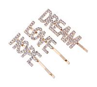 SOIMISS 3PCS Gold Alloy Rhinestone Letter Hair Clips Bobby Pins for Women Elegant Love Hope Dream Barrettes with Strong Grip Stylish Hair Accessories for Any Hairstyle