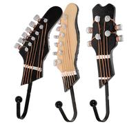 SOIMISS 3Pcs Golden Colour Resin Guitar Hooks for Wall Mounting, Music Themed Coat and Hat Hooks for Home Storage and Office Decoration
