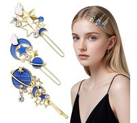 SOIMISS 3pcs Hair Clips Hair Ornament with Moon and Star Shapes Alloy Rhinestone Simple Sophisticated Design for School and Special Occasions