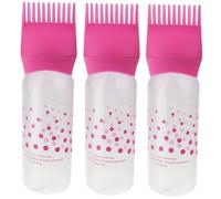 SOIMISS 3pcs Hair Coloring Root Comb Bottles with Precise Measurement Easy-squeeze Applicator for Hair Dyeing Oiling and Styling Pink Hairdressing Tool for Even Color Distribution and Home