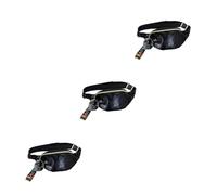 SOIMISS 3pcs Holographic Chest Pack for Women Shiny Pu Leather Waist Bag Crossbody Fanny Pack with Buckle for Running Hiking Travel Beach Parties Black