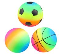 SOIMISS 3Pcs Inflatable Rainbow Color Playground Balls for PVC Outdoor Kickball Handball for Beach Bounce Play Ball for Physical and Social Development
