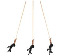 SOIMISS 3pcs Interactive Cat Kitten Teaser with Cute Cartoon Design, Wood Plume and Bells, 22.01x0.71x0.71in, for Household Interactive Play, Suitable for Kitten and Cat