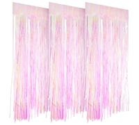 SOIMISS 3pcs Iridescent Foil Fringe Door Curtains, 1m X 2m Rainbow Streamer Backdrops for Party Wall Decorations, Shimmering Streamers for Bedroom and Event Photo Studio Background
