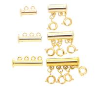 SOIMISS 3pcs Jewelry Connection Buckles Clasps for Necklaces Smooth Finish Jewelry Accessories Easy to Use DIY Craft Connectors Gold Double Triple Quadruple Row Design