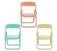 SOIMISS 3pcs Mini House Folding Chairs Dollhouse Accessories Simulation Chair Model Set Yellow Green Pink for Doll Furniture Decoration