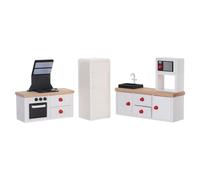 SOIMISS 3pcs Miniature Dollhouse Kitchen Accessories White Refrigerator Cabinet Integrated Stove for Role Playing and Imaginative Play Stylish European Design