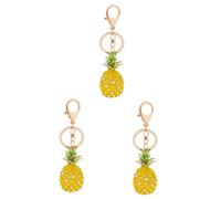SOIMISS 3pcs Pineapple Rhinestone Keyring Charm Pendant for Women Fashion Bag Charm Yellow Crystal Keychain for Handbag Purse Car Keys Unique for Any Occasion