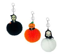 SOIMISS 3pcs PVC Hair Keychains for Halloween Funny Pumpkin Ghost and Death Designs Lightweight Key for Car Bag Phone Decoration