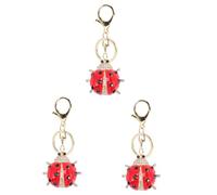 SOIMISS 3pcs Rhinestone Ladybug Keychain Pendant Adorable Bag Hanging Accessory for Handbags School Bags and Keys Sparkling Design for Any Occasion