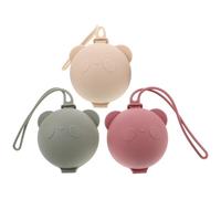 SOIMISS 3pcs Silicone Pacifier Storage Box Muted Beige Rose Gray Neutral Colors Pacifier Holder Case Dishwasher Safe Travel Box