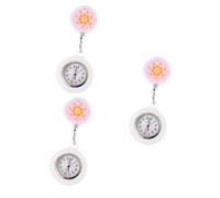 SOIMISS 3pcs Silicone Watch Cute Cartoon Flower Design Lightweight Clip Fob for Women for Doctors and Caregivers