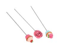 SOIMISS 3Pcs Stainless Steel Cake Tester Skewers Reusable Baking Testing Needles for Cake and Cupcake Maturity Check with Rose Strawberry and Leaf Designs Kitchen DIY Tool