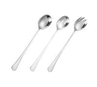 SOIMISS 3pcs Stainless Steel Spork Spoon and Colander Set with Long Handle Corrosion Resistant Tableware Set for Home Picnics Parties and Everyday Meals