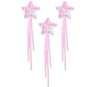 SOIMISS 3Pcs Star-Shaped Fairy Wands for Girls Sequin Fairy Wands Ribbon Design Adorable Cosplay Props for Birthday Parties and Stage Performances