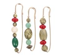 SOIMISS 3Pcs Vintage Brooches Safety Pins Extra Large Safety Beads Pins Retro Lapel Pins for Scarf Blankets Skirts Kilts Knitted Fabric Craft