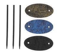 SOIMISS 3pcs Vintage Faux Leather Hair Pins Oval Shape Hair Clip with Stick for Women PU Material Elegant Ponytail Holders for Updo and Chignon Hairstyles Classic Fashion