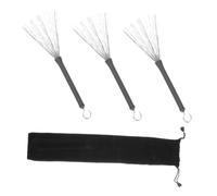 SOIMISS 3pcs Wire Drum Brushes for Jazz with Protective Drawstring Bag Balanced Weight Ergonomic Grip Percussion Accessories for Professional Practice and Daily Use