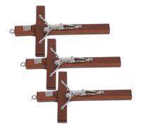 SOIMISS 3pcs Wooden Jesus Cross Pendants for DIY Necklace Making and Home Decor, Brown Wooden Cross Charms with Retro Elegant Style, for Christmas and Communions
