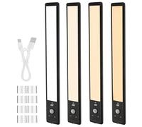 SOIMISS 4 Pack Under Cabinet Kitchen Lights with 66 LED, 2200mAh Rechargeable, 3 Modes & 3 Brightness with 120° Angle Motion Sensor Lights Indoor, Magnetic Stick Wireless Light for Wardrobe Stairs