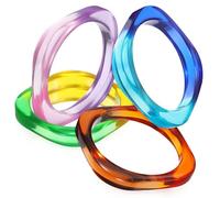 SOIMISS 4 Pcs Gradient Acrylic Bangle Bracelets Lightweight Wide Bangles for Women Comfortable Transparent Chunky Jewelry in Violet Green Teal Amber Colors